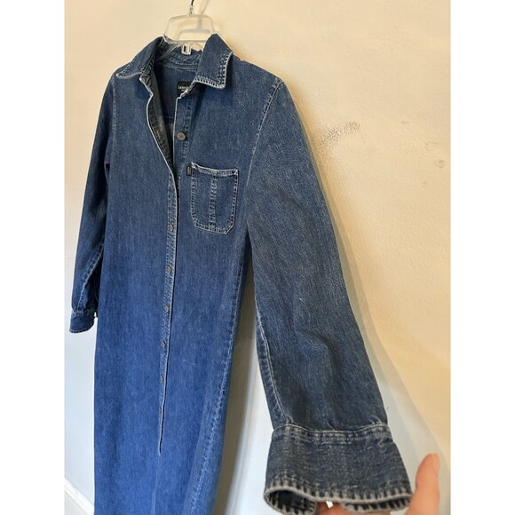 Ralph Lauren Vintage Denim Cotton Button Midi Dress Size Medium Western Chic - Picture 3 of 10